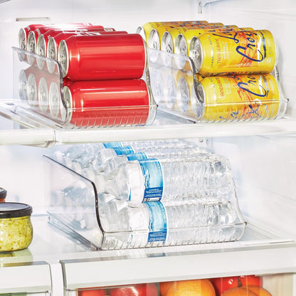 iDesign Plastic Water Bottle Organizer for Fridge, Bottle Holder for Kitchen and Pantry, Clear, 2-Pack
