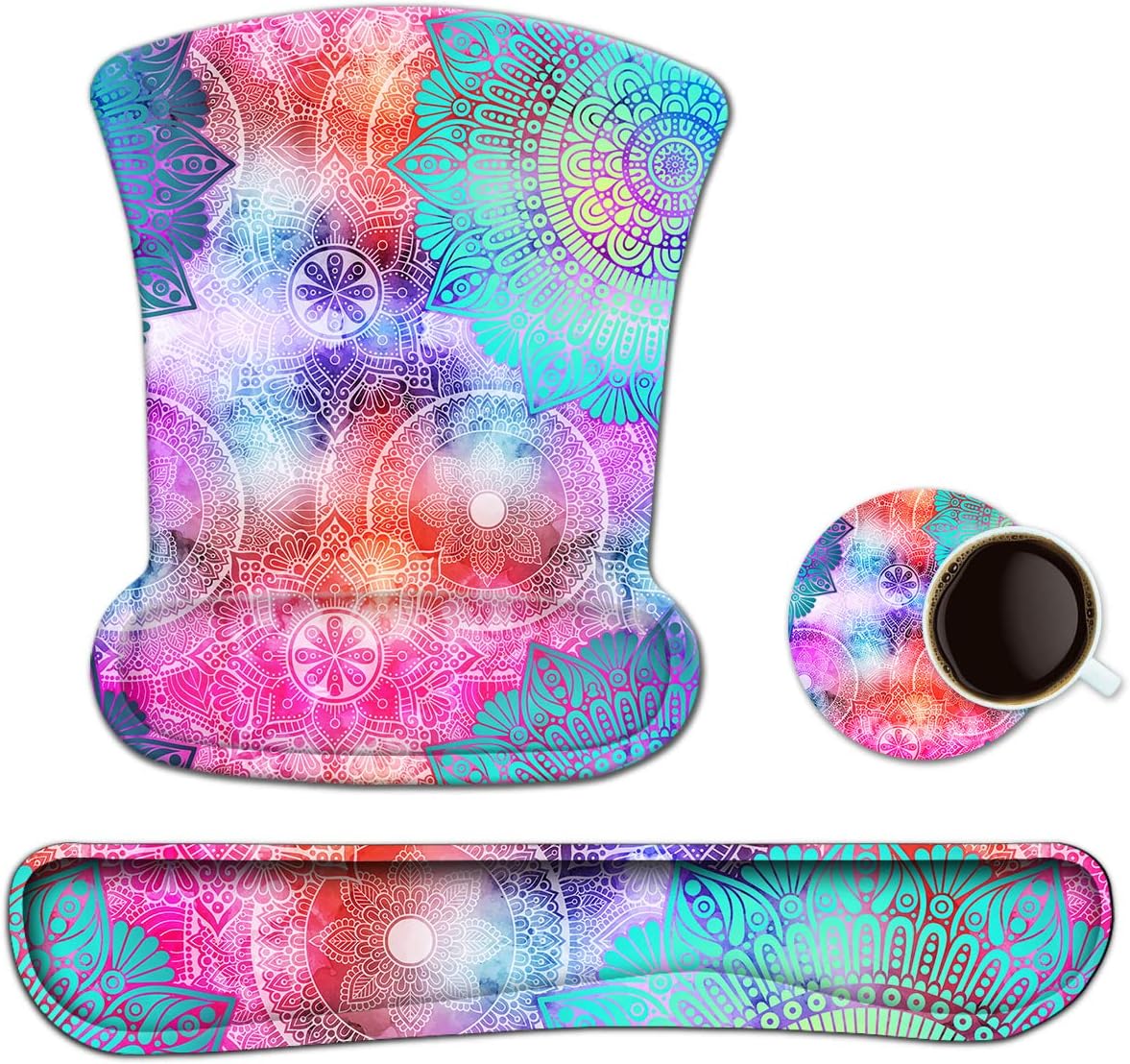 Keyboard Wrist Rest Pad Ergonomic Mouse Pad Set, ToLuLu Gel Mouse Pad Wrist Support for Computer Laptop, Mousepad Keyboard Wrist Support with Memory Foam for Easy Typing Pain Relief, Van Gogh Painting