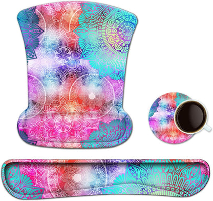 Keyboard Wrist Rest Pad Ergonomic Mouse Pad Set, ToLuLu Gel Mouse Pad Wrist Support for Computer Laptop, Mousepad Keyboard Wrist Support with Memory Foam for Easy Typing Pain Relief, Van Gogh Painting