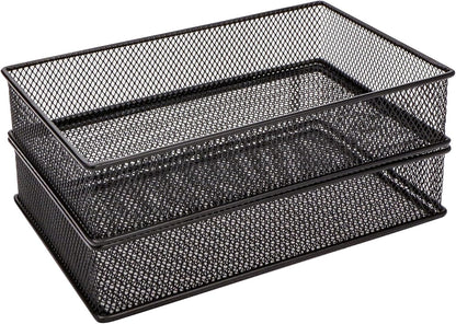 Annova Stackable Mesh Drawer Cabinet and Shelf Organizer Bins Storage Basket School Office Supply Holder Tray- Set of 2 (Gold, 3x3x2 Inch)