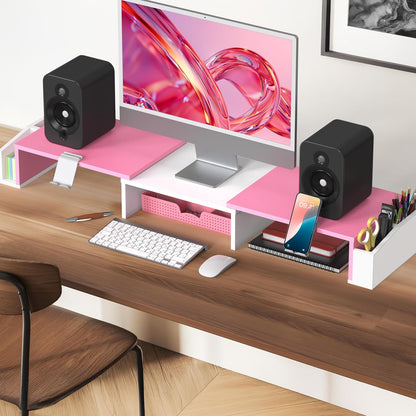 Simple Houseware Desk Dual Monitor Stand Riser with Drawer, Black