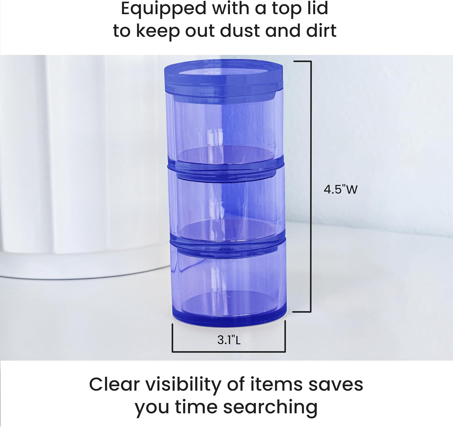 OfficeGoods 3-Tier Stackable Acrylic Holder- Stylish Desk Organizer and Storage for Office or Home – Transparent Round Design with Gold Metal Base