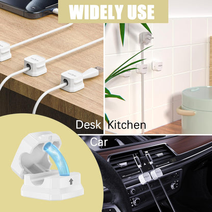 [9 Pack] Magnetic Cable Clips,Easy to Adjust Cables or Wires,Enhanced Adhesive Wire Holder Keeper Organizer,Desk Cable Management, NIRXUBLA Cable clips for office,car,kitchen,workspace,Bedroom (White)