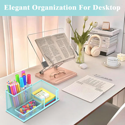 SUPEASY Pen Holder Desk Organizer, Office Supplies Pencil Holder with 3 Compartments, Desk Accessories and Workspace Organizers for Home School Classroom, Black