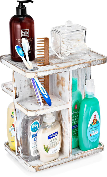 Sorbus 360° Makeup Organizer - Bamboo Wood Make Up Storage Carousel for Cosmetics, Skin Care Rotating Makeup Organizer for Vanity, Bathroom Storage