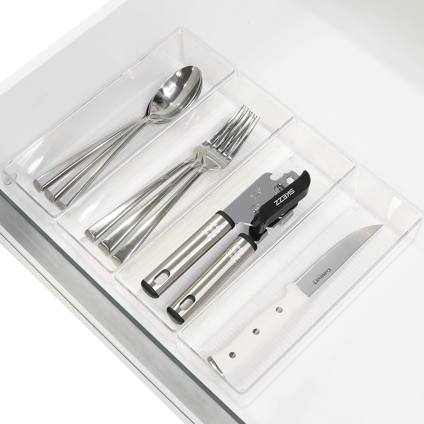 Simple Houseware Clear Drawer Organizer for Office Bin Desk Storage, Assorted Size, 6 Packs