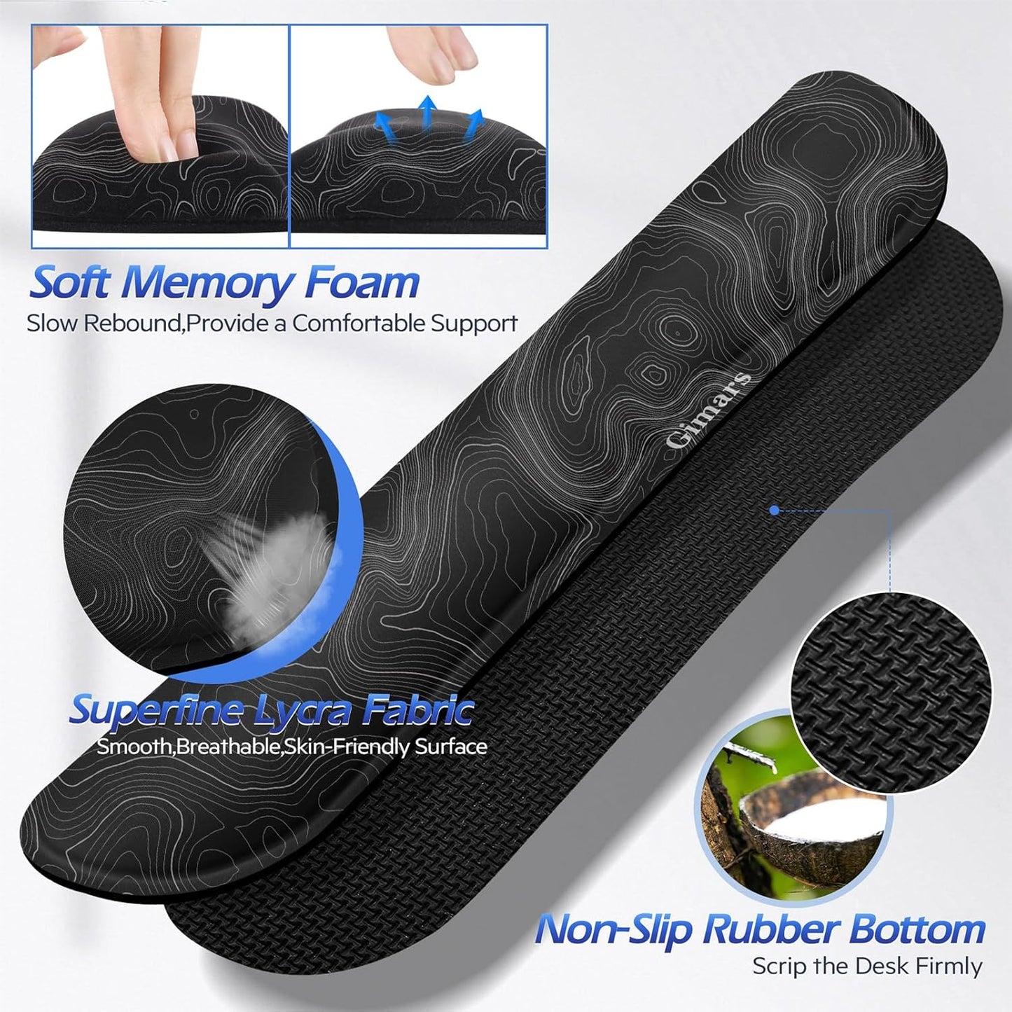Gimars Upgrade Enlarge Silky and Superfine Fabric Gel Memory Foam Keyboard Wrist Rest Set, Ergonomic Keyboard Mouse Wrist Support for Typing Pain Relief, Comfort for Office, Gaming, Computer