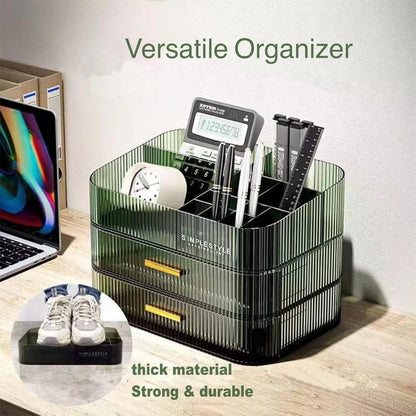 Stackable Cosmetics Organizer Drawers, Bathroom Vanity Makeup Organizers and Storage, Ideal for Desk and Dresser Countertops, Great for Palette, Skincare, Lipsticks, Nail Care. Green