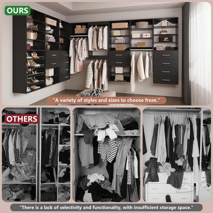 4-Drawer Stackable Storage Organizer Unit for Closet, Modular Wood Closet Storage Bins with Drawers, Closet She-lf Organizer Basket for Hanging Clothes, Wood, 25.5"W