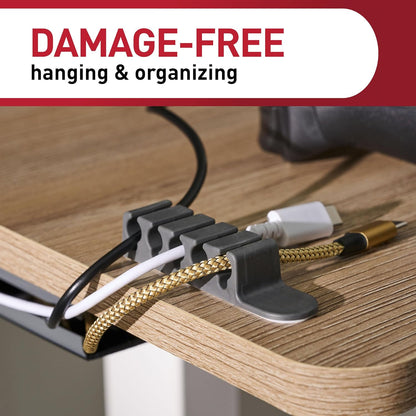 Command 5-Cord Clip Organizer, 4 Clips and 8 Medium Strips, White, 1 Clip Holds up to 5 Charding Cords, Great for Damage-Free Electronics Organization Under Desk or Wall Mount