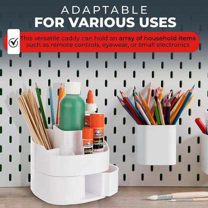 Masirs Small 360 Rotating Makeup Organizer - Mini Yet Spacious Cosmetic Storage Solution with Multiple Compartments - The Perfect Spinning Make-Up Caddy for Vanity or Bathroom Counter (Round - Clear)