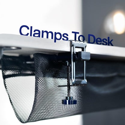 VIVO No Drill Clamp-on 36 inch Mesh Net Under Desk Cable Management Wire Organizer, Adjustable Home Office Standing Desk Cord Storage Sleeve, Black, DESK-AC36MH