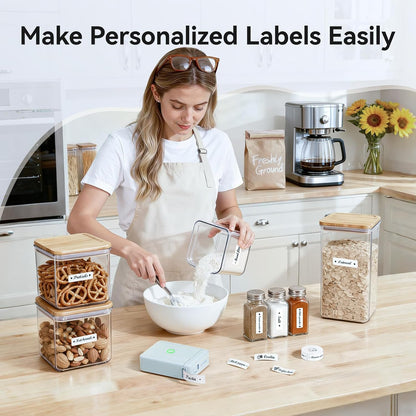 NIIMBOT D110 Upgraded Version Mini Label Maker Machine with Tape, Portable Bluetooth Thermal Printer, Sticker Labeler with Multiple Templates for Office Organization Home Kitchen School, White