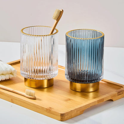 Makeup Brush Holder Organizer,Toothbrush Holders,Desk Pen Pencil Holder,Multifunctional Vintage Glass Brush Cup（L/Green/A3-6-US）