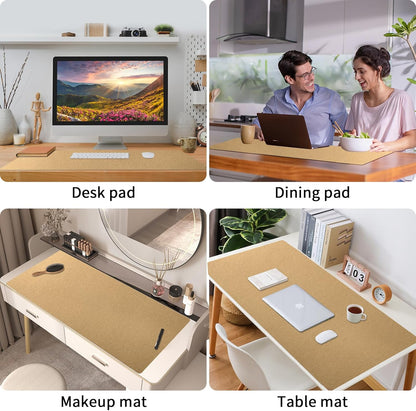 Bloss Leather Desk Pad and Keyboard Wrist Rest, Large Mouse Pad + Keyboard Pad+Mouse Wrist Support, Non-Slip Desk Mat Protector for Office, Home(31.5×15.7 Inches,Beige)