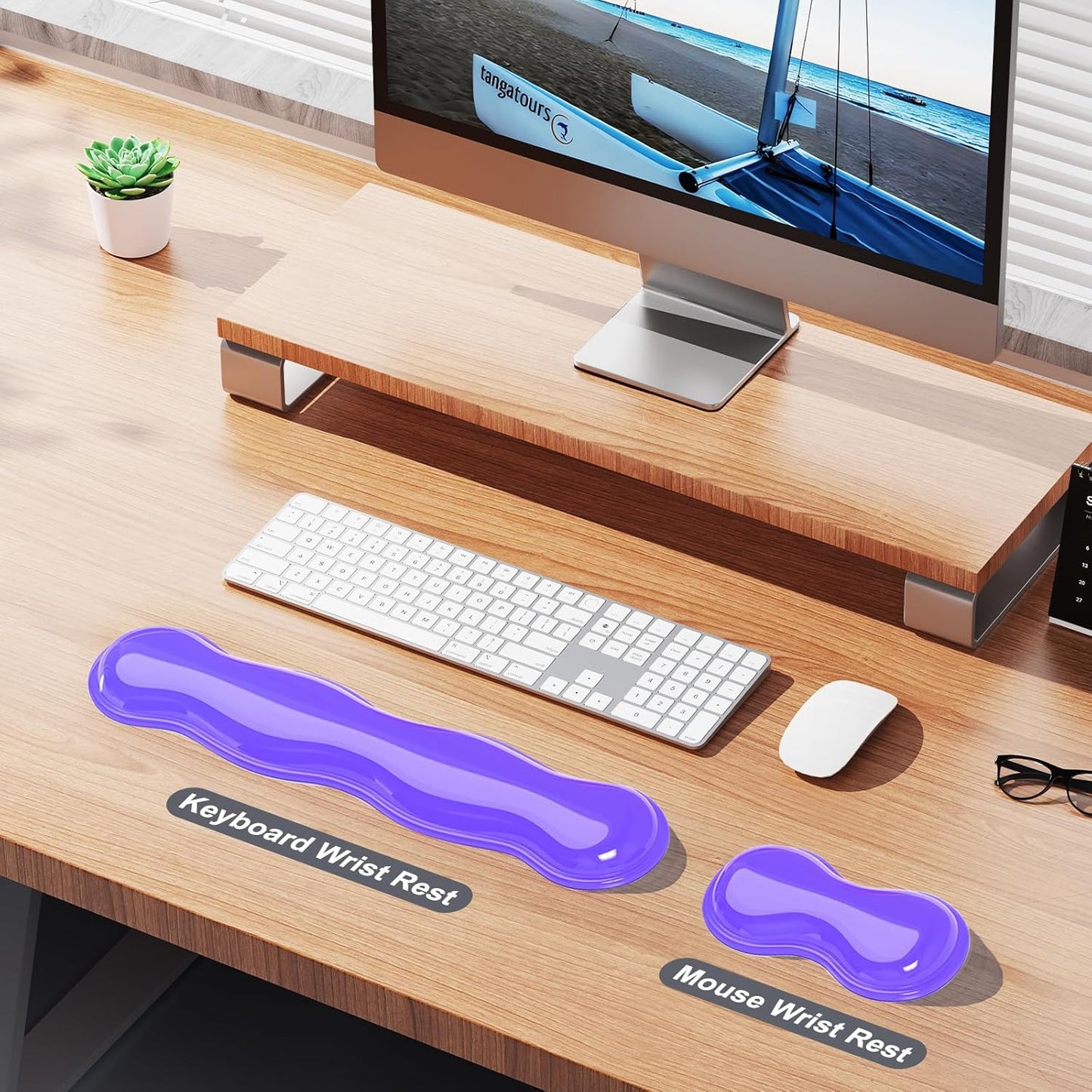 MOKURU Gel Keyboard and Mouse Wrist Rest Set, Comfort Ergonomic Wrist Support, for Wrist Pain Relief, Computer Keyboard Wrist Rest (Black)