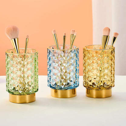 Makeup Brush Holder Organizer,Toothbrush Holders,Desk Pen Pencil Holder,Multifunctional Vintage Glass Brush Cup（A46-6-US）