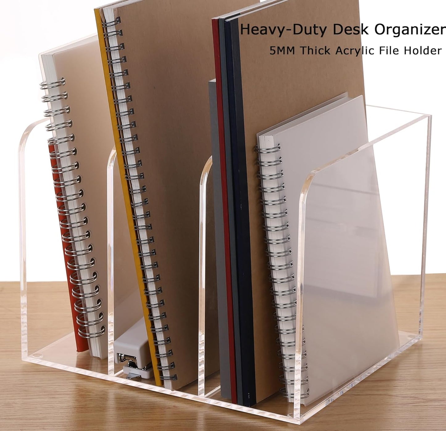 YUXUN Acrylic Desk File Organizer - 3 Section Vertical File Folder Rack, Clear Desktop Sorter for Home/Office/Classroom, Holds Magazines, Binders, Notebooks, Envelopes & Documents
