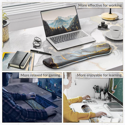 Gimars Upgrade Enlarge Silky and Superfine Fabric Gel Memory Foam Keyboard Wrist Rest Set, Ergonomic Keyboard Mouse Wrist Support for Typing Pain Relief, Comfort for Office, Gaming, Computer