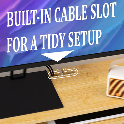 Homerays Monitor Stand with Drawer, Exquisite Computer Monitor Stand for Desk, Ergonomic Wood Monitor Stand Riser for Computer,Laptop,Printer,TV,Bamboo,White