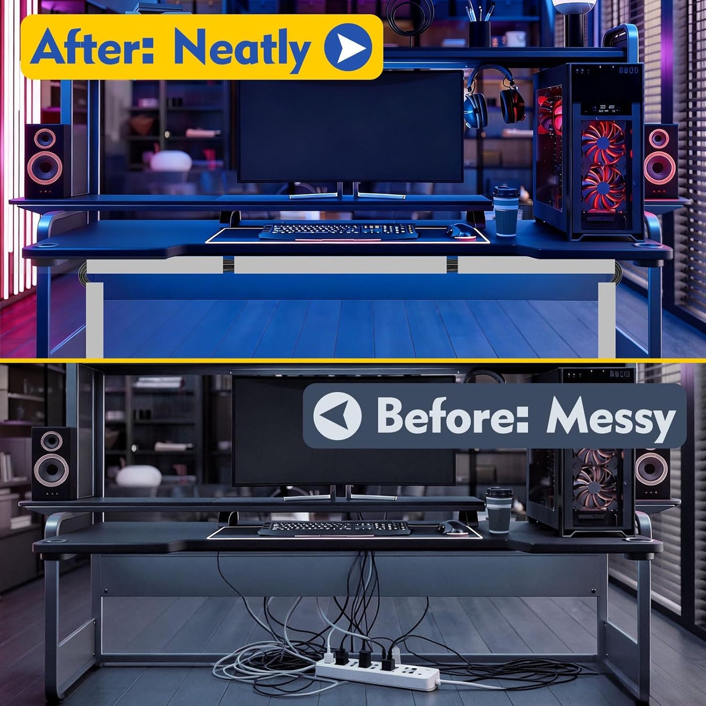 Open Slot Wiring Raceway Cable Duct, 123in Cable Management Channel Cord Track,Desk Wire Channel, Under Desk Cable Management to Hide Cables, Wires for Computers (Black, 1.57" Hx1.57"W, 15.4''L(8 Pc))