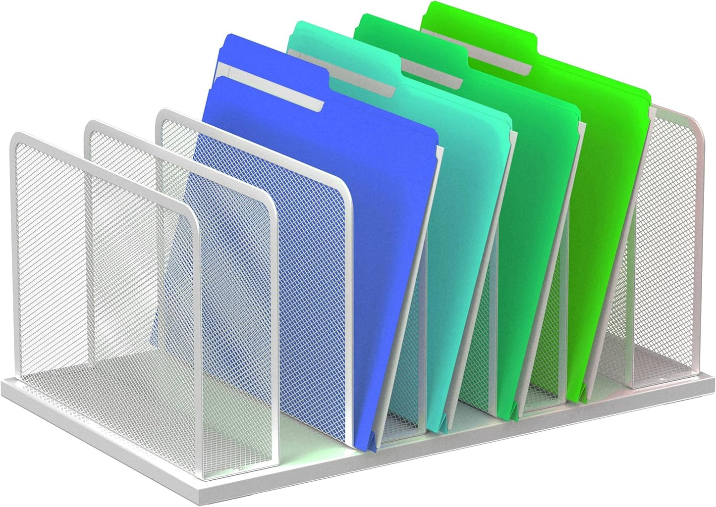Kuntine.B Desk File Organizer 5 Sections Upright Mesh Desktop Organizer File Sorter Office Organization File Holder for Home, Office & Classroom