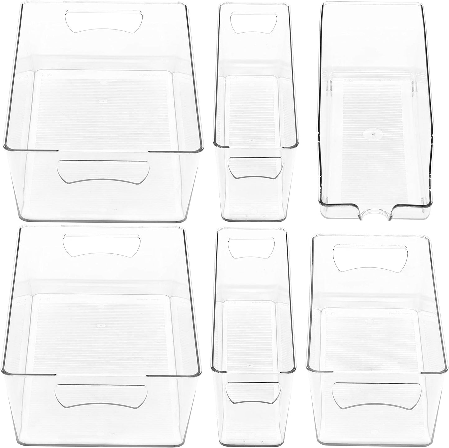 Simple Houseware 4 Pcs Kitchen Clear Bin Storage Organizer, 15" x 8" x 3.75"