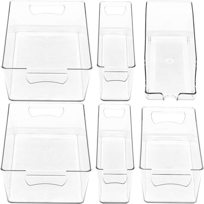Simple Houseware 4 Pcs Kitchen Clear Bin Storage Organizer, 15" x 8" x 3.75"