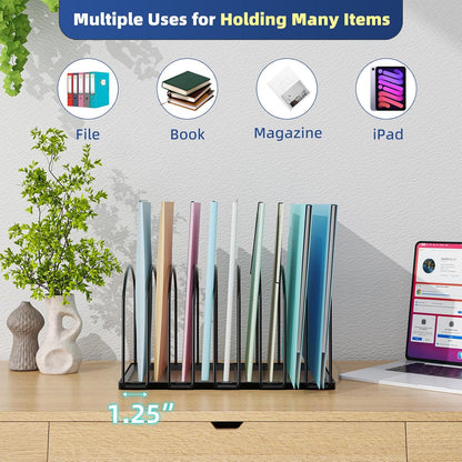 Simple Trending 9 Section Metal File Sorter Organizer for Desk Home Office, Black
