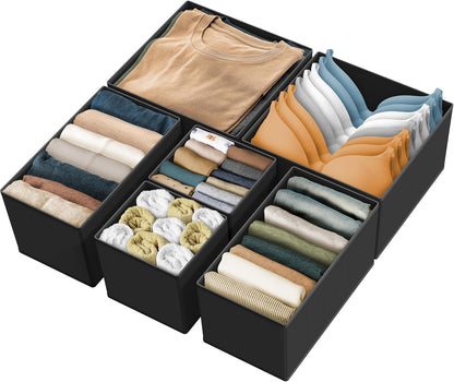 SIMPLE HOUSEWARE Foldable Drawer Organizer for Clothes/Underwear/Panty/Onesie Stocking Bin, Set of 12, Black
