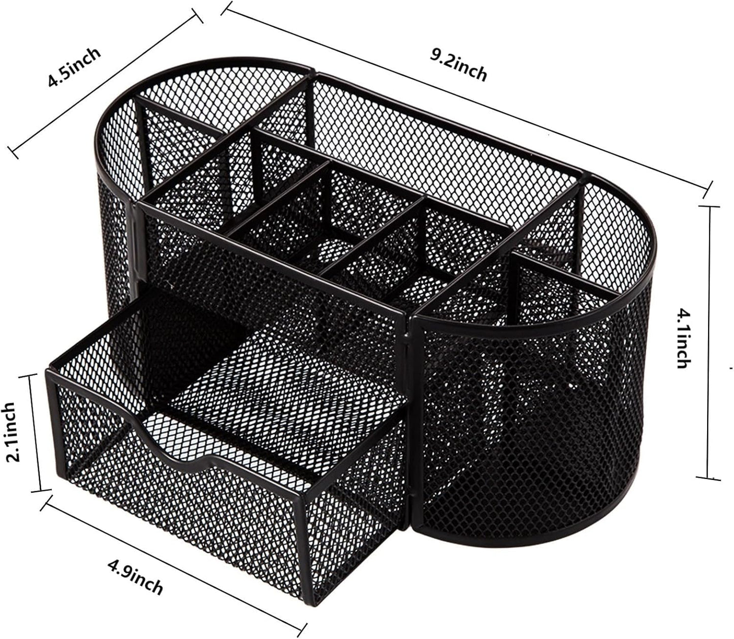 Comix Mesh Pen Pencil Holder Desk Organizer, 3 Compartment Wire Desktop Pen Pencil Cup Caddy Office Supplies Desk Accessories for Home Office School, Black