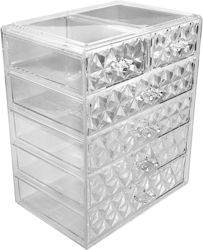 Sorbus Acrylic Makeup Organizer Set, 6-Drawer Vanity & Countertop Cosmetic Storage with Small & Wide Drawers, Clear Makeup Storage for Brushes, Lipsticks, Jewelry – Holiday Gift for Women & Teens