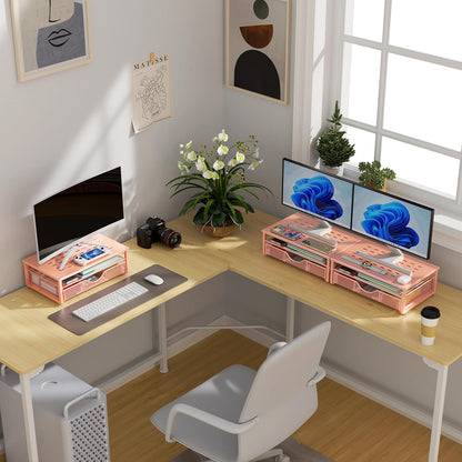 gianotter Computer Monitor Stand Riser, Desk Organizers and Accessories with Drawer, Office Desk Accessories & Workspace Desktop Organizers Storage for Printer Stand (Black)