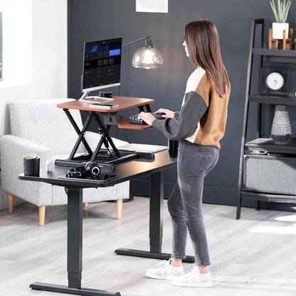VIVO 26 inch Desk Converter, K Series, Height Adjustable Sit to Stand Riser, Dual Monitor and Laptop Workstation with Keyboard Tray, Black, DESK-V026KB