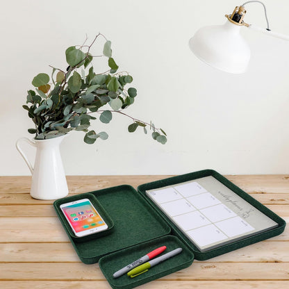 Welaxy EDC Catchall Desk Organizer felt tray stylish nightstand multi tray Entryway Bedside Caddy for Keys Phone Wallet Watch Glasses Pens Office Accessory minimalist living 4-piece (Glacier Gray)