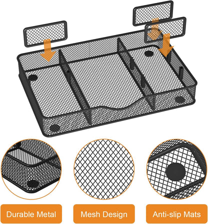 VyGrow Desk Drawer Organizer Tray, Metal Mesh Drawer Organizers Office, 6 Adjustable Compartment, Desk Organizer Tray for Home Office 12.87L x 8.73D x 1.96H inch, Black, 1PC Medium