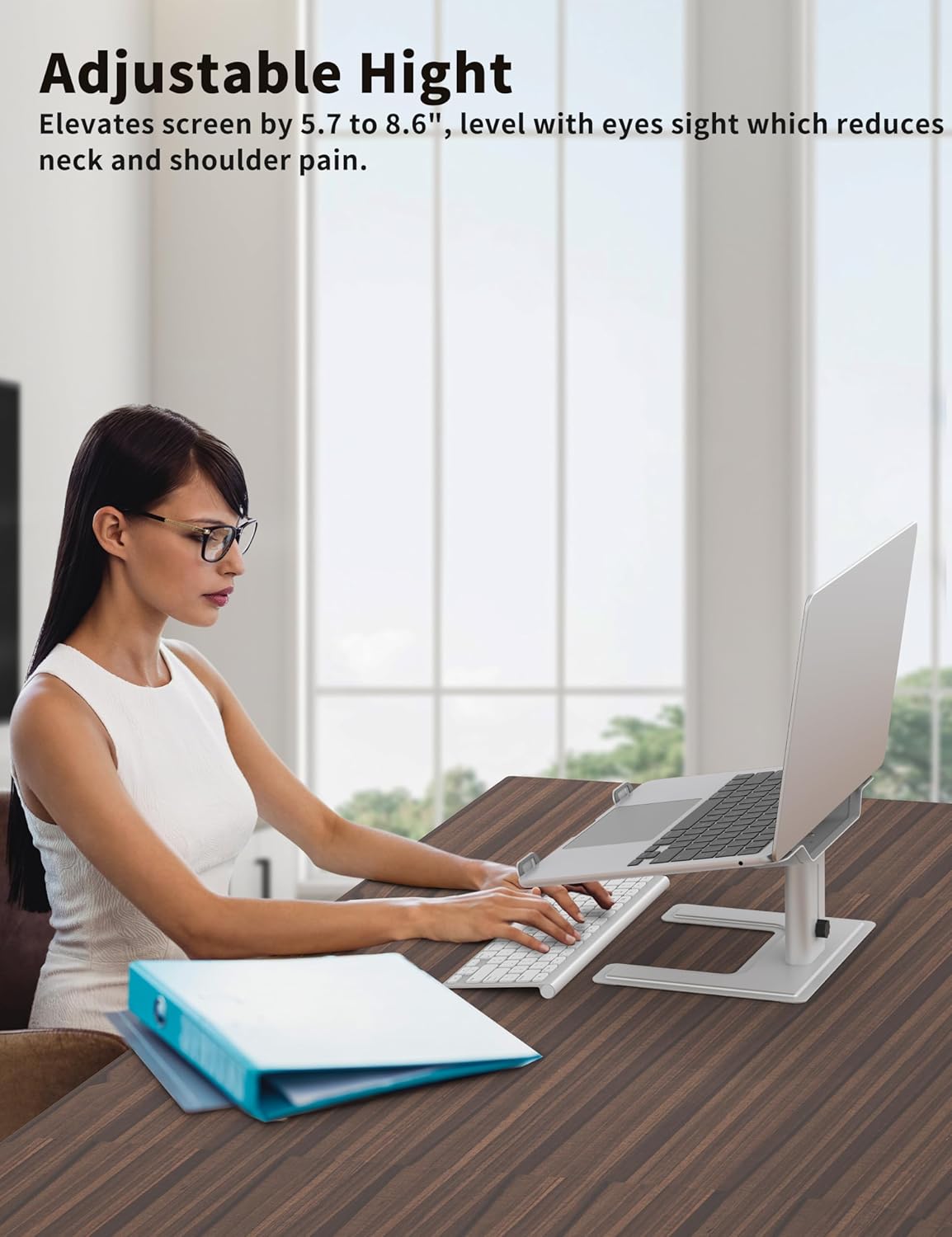 ALASHI Laptop Stand for Desk, Computer Stand Adjustable Height, Ergonomic Notebook Laptop Riser, Aluminum Metal Holder Compatible with 10 to 17.3 Inches Notebook PC Computer, Black