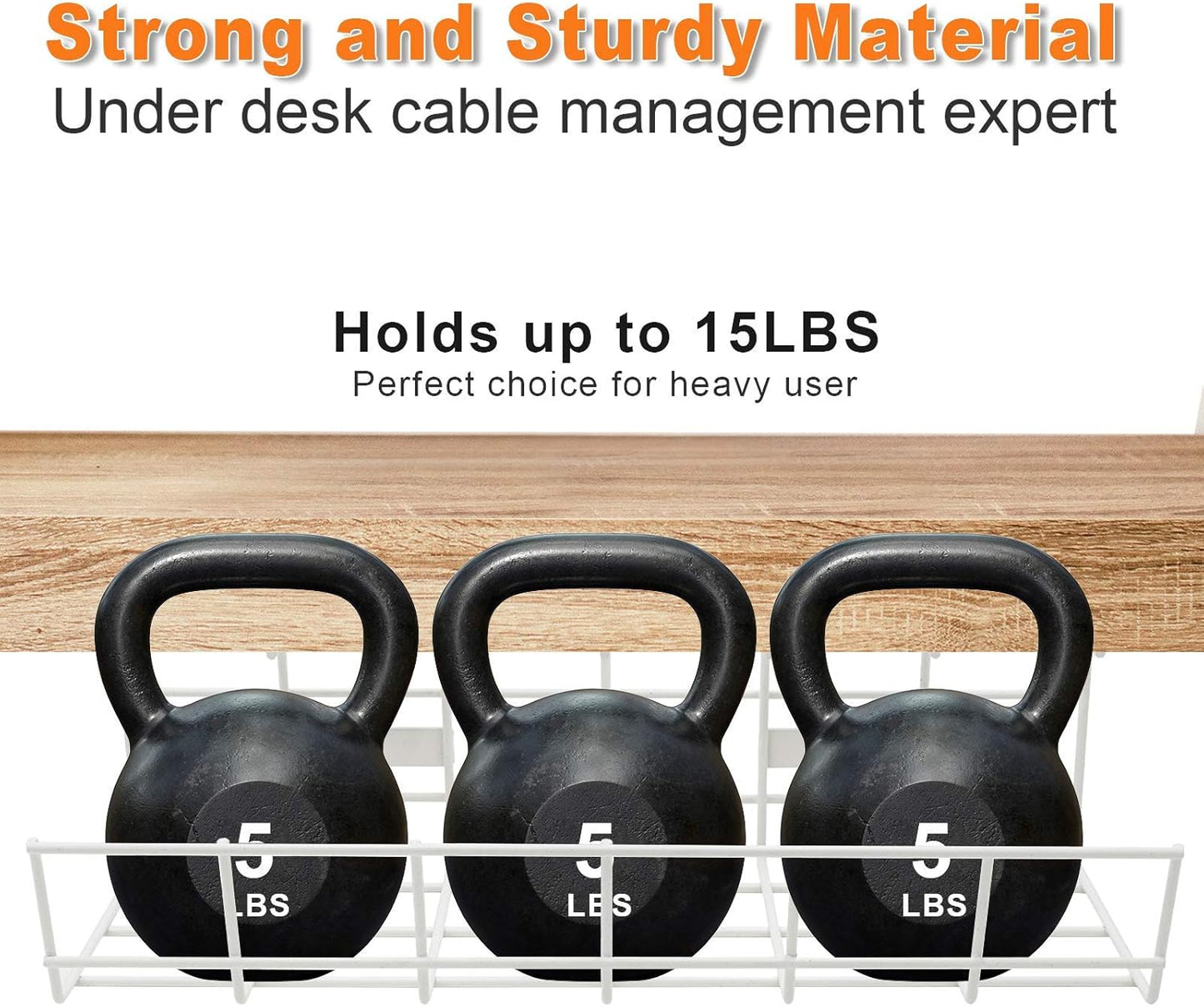 Under Desk Cable Management- 2 Pack Cord Organizer. Metal Wire Cable Management Tray for Office, Studio and Home. Super Sturdy Under Table Cable Management - Black Cable Organizer