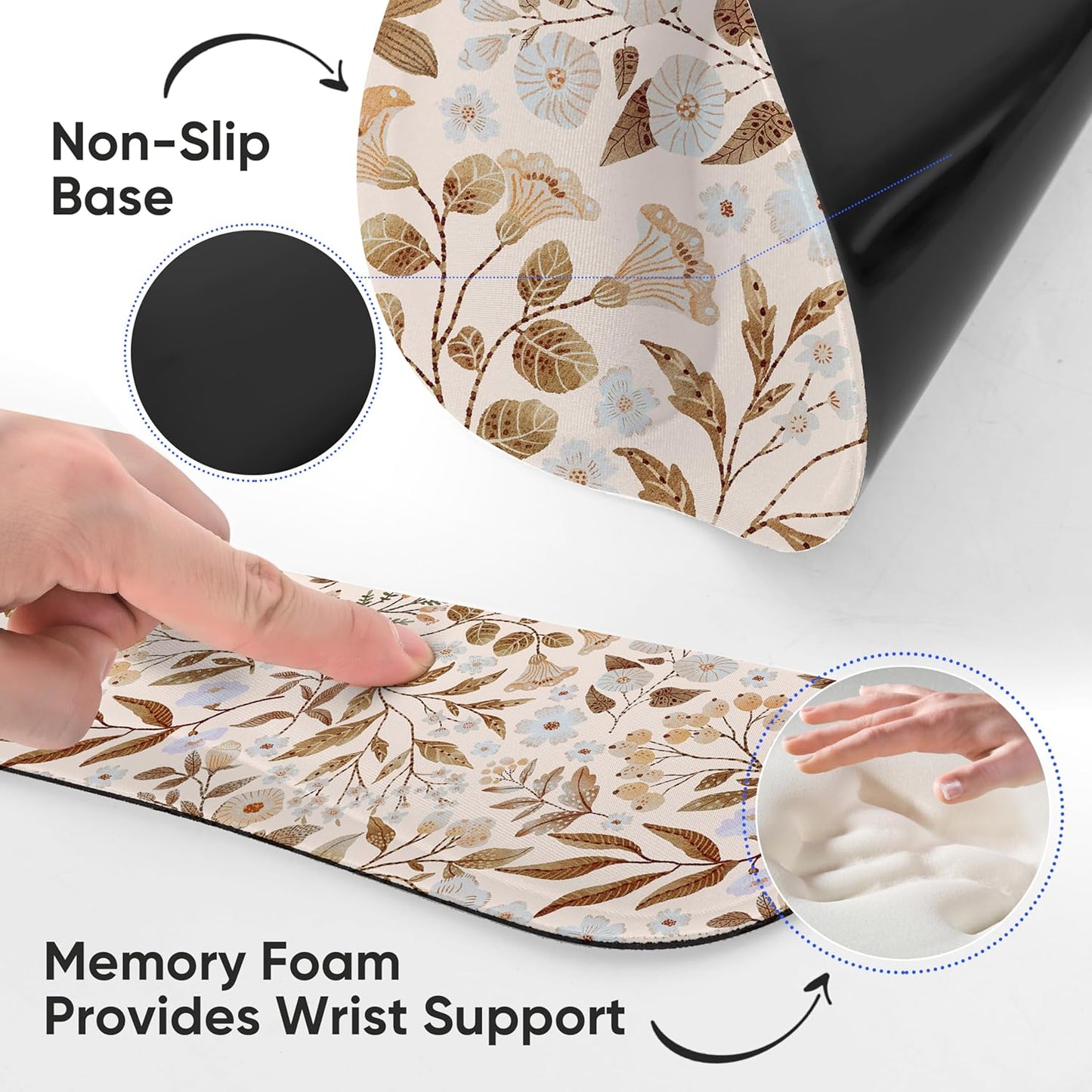 RICHEN Ergonomic PU Leather Keyboard Wrist Rest and Mouse Pad with Wrist Support, Memory Foam Set for Computer/Laptop,Gaming and Office, Comfortable for Easy Typing & Pain Relief (PU Brown)