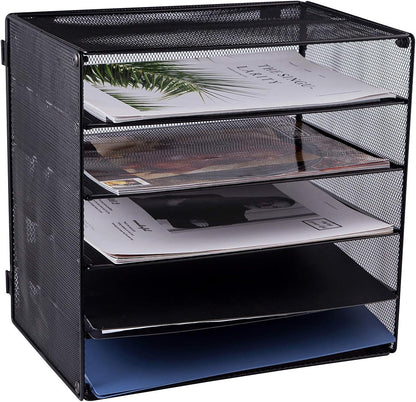 EASEPRES 3 Tier Mesh Desk Organizer Tray, File Paper Letter Folder Holder Desktop Paper Sorter Mail Organization Rack Storage Accessories, for Office Home School Classroom, Black