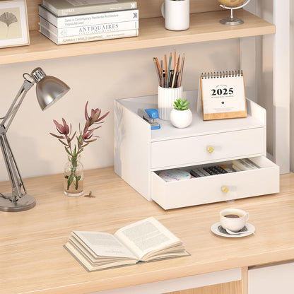 Bamboo Desk Organizer - Stackable, No Assembly Required, Ideal for Office/Home Use - Perfect for Toiletries, Stationery, Accessories. (White, Fence three Desk Organizer)