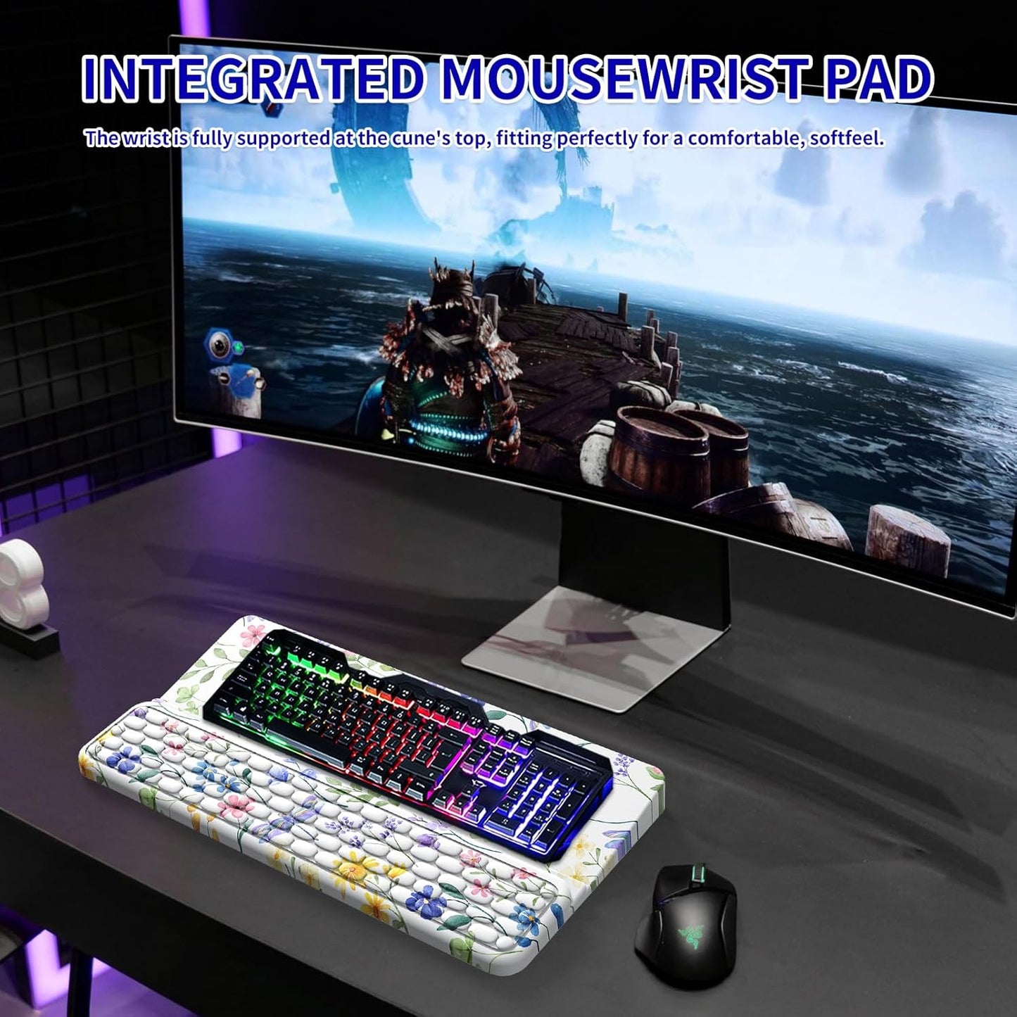 Keyboard Stand for Desktop, Keyboards Wrist Rest, Ergonomic Keyboards Holder for Easy Typing Working, Wrist pad for Keyboards with Comfortable Wrist Rest for Keyboard Pink