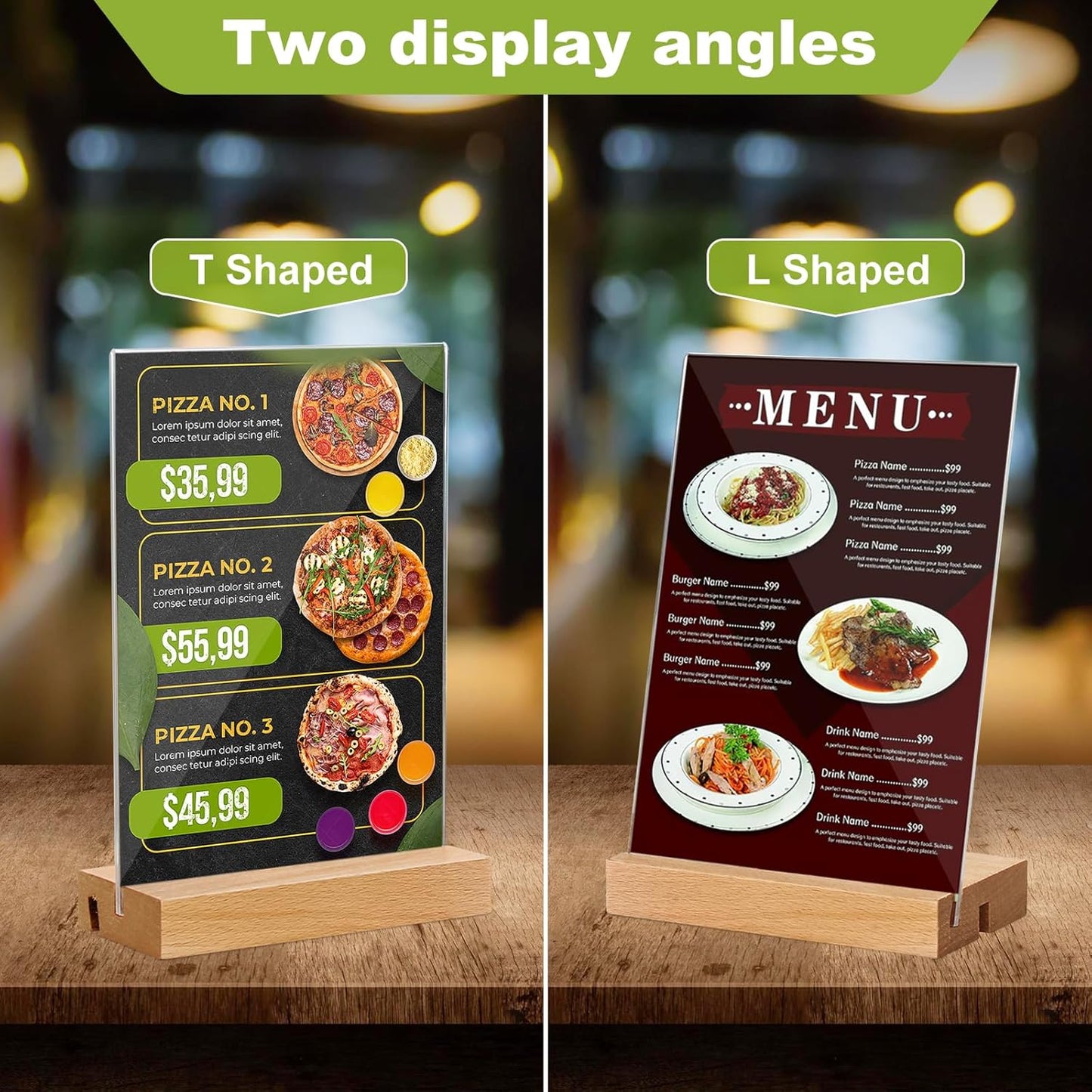 Lechay 3 Pack Acrylic Sign Holder, 8.5 x 11 inches Clear Table Menu Display Stand Desktop Display Stand Paper Holder Table Top Sign Holder Suitable for Restaurants, Office, Home, Store