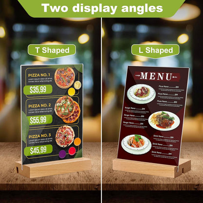 Lechay 3 Pack Acrylic Sign Holder, 8.5 x 11 inches Clear Table Menu Display Stand Desktop Display Stand Paper Holder Table Top Sign Holder Suitable for Restaurants, Office, Home, Store