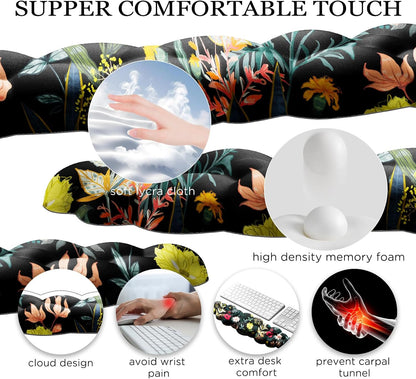 JIKIOU Upgrade Leather Cloud Keyboard Wrist Rest, Cloud Wrist Rest with Non-Slip PU Base, Comfortable Memory Foam Wrist Rest for Computer Laptop Mac Gaming Office and Pain Relief Christmas Wish Gift
