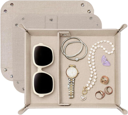 UnionBasic Medium Valet Tray, Jewelry Tray for Rings Watches Earrings, Entryway Catchall Caddy for Coins Keys Change, Nightstand Bedside Valet Holder, Trays for Electronic Gadgets, Candy Pink Plus - Colors B