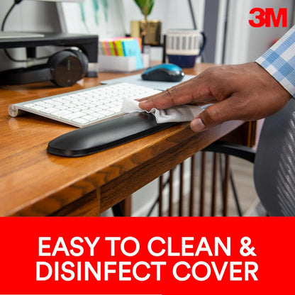 3M™ Compact Gel Wrist Rest for Keyboards, Soothing Gel Comfort, Product Protection, 18" Wide, Black