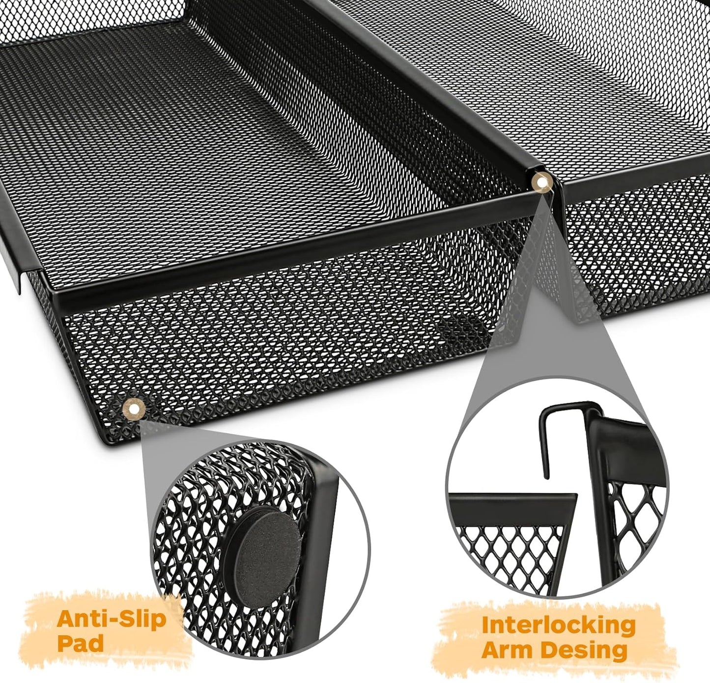 Smgmg Silverware Drawer Organizer, Silverware Organizer for Drawer, 6 Pack Utensil Organizer for Kitchen Drawers, Kitchen Drawer Organizer for Large Utensils with Interlocking Arm (9.6 * 3 * 2 inch)