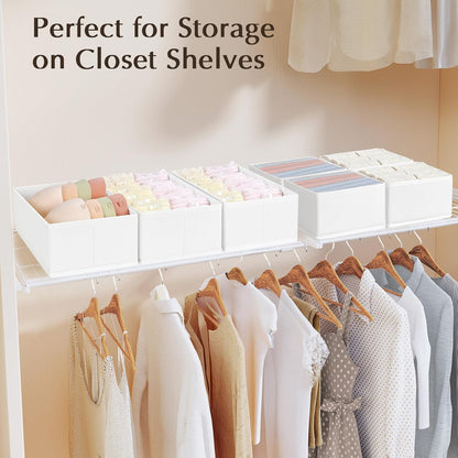 DIMJ Drawer Organizers Clothes, Dresser Organizer Bins for Baby Clothes,Underwear and Sock, Fabric Closet Organization and Storage Boxs, Drawer Dividers for Nursery, Clothing, Tie - 4 Pack, Beige