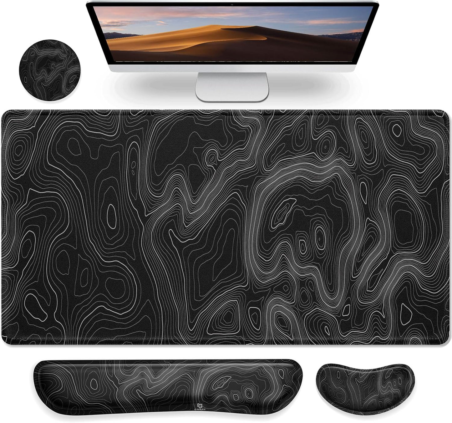 Gimars Upgrade Enlarge Silky and Superfine Fabric Gel Memory Foam Keyboard Wrist Rest Set, Ergonomic Keyboard Mouse Wrist Support for Typing Pain Relief, Comfort for Office, Gaming, Computer